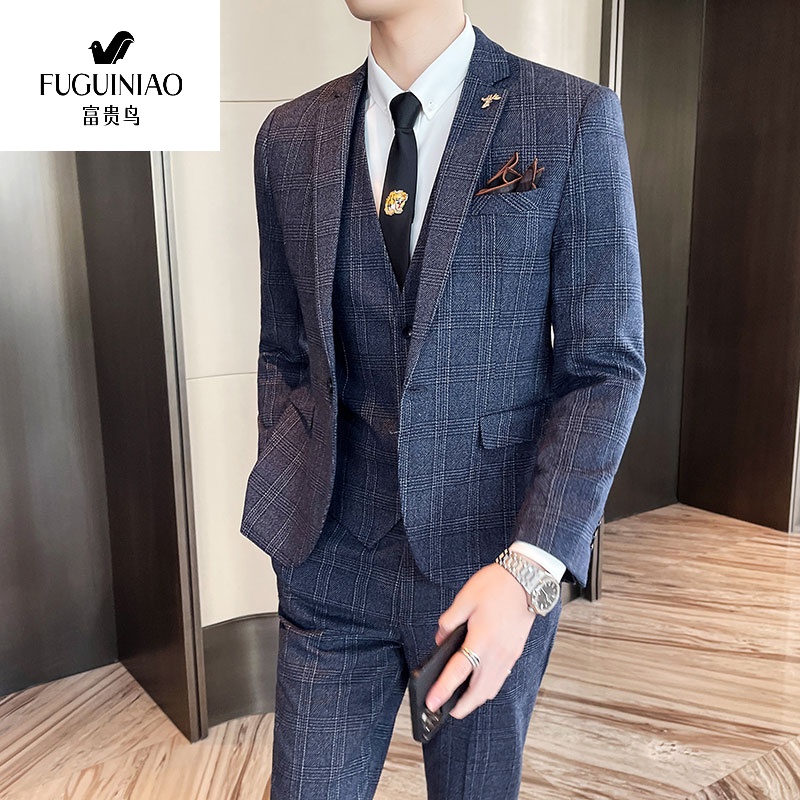 ℘ rich bird ℘ suit suit suit men's three piece suit slim fit business suit handsome best man group bridegroom wedding dress suit coat