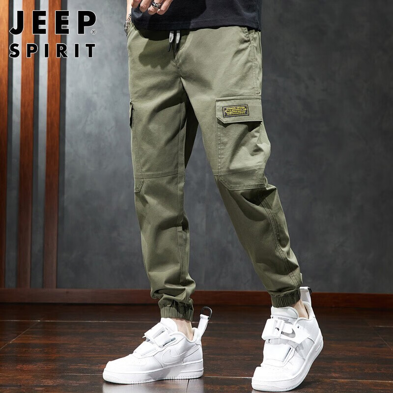 Jeep casual pants men's loose winter trend overalls men's versatile pants men's lace up Leggings men's pants