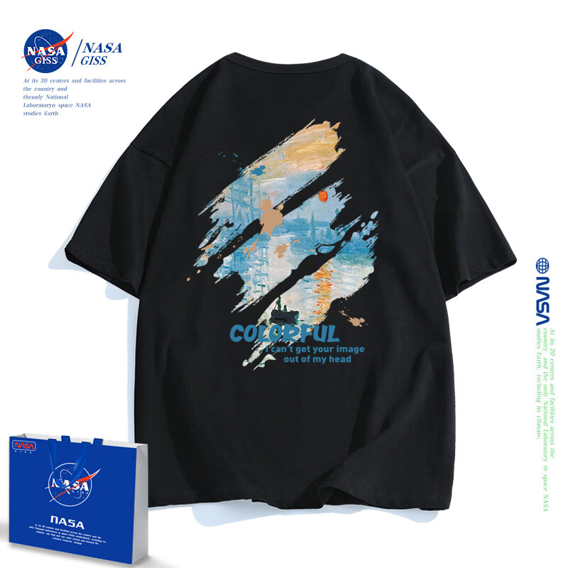 NASA men's fashion brand co branded spring and summer short sleeved t-shirt men's trend 2022 new loose oversize men's and women's same style couples' summer t-shirts