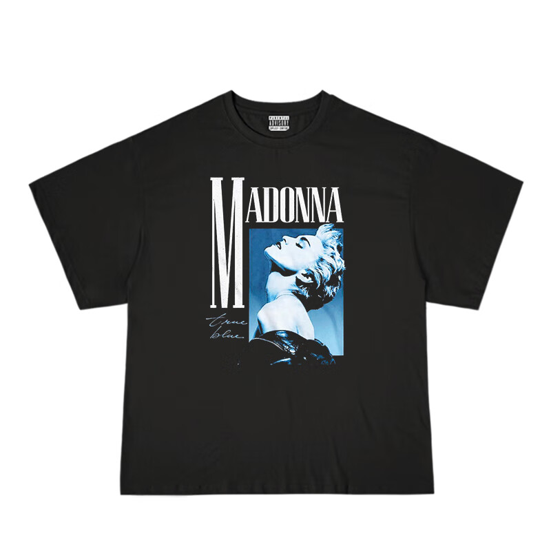 [heavyweight T-shirt] national fashion men's wear joint name summer clothes male Madonna minority European and American short sleeved fashion brand men's and women's same Madonna printed black cotton half sleeved T-shirt
