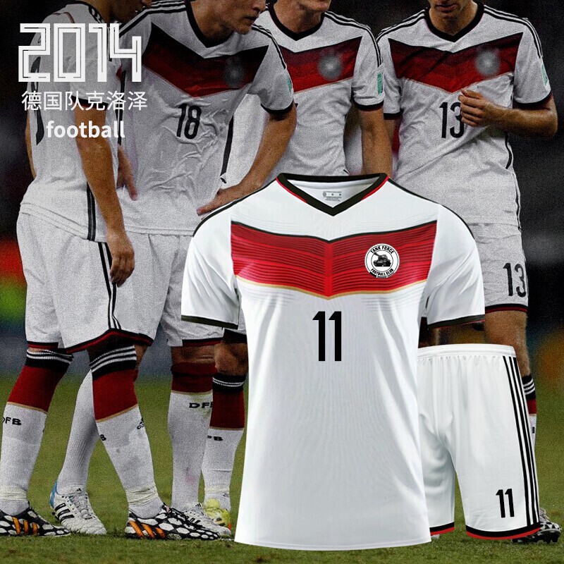 2014 Germany team No. 11 Klose Football Jersey Set men's short sleeved World Cup retro training clothes customization
