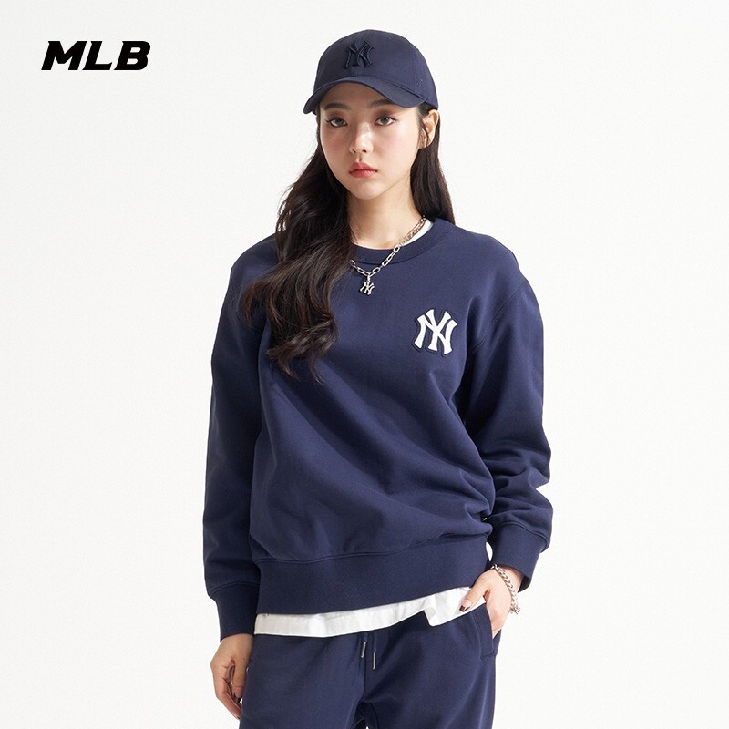 MLB sweater men's and women's spring 2022 new NY New York Yankees letter retro print knit breathable couple round neck loose Korean Pullover Top