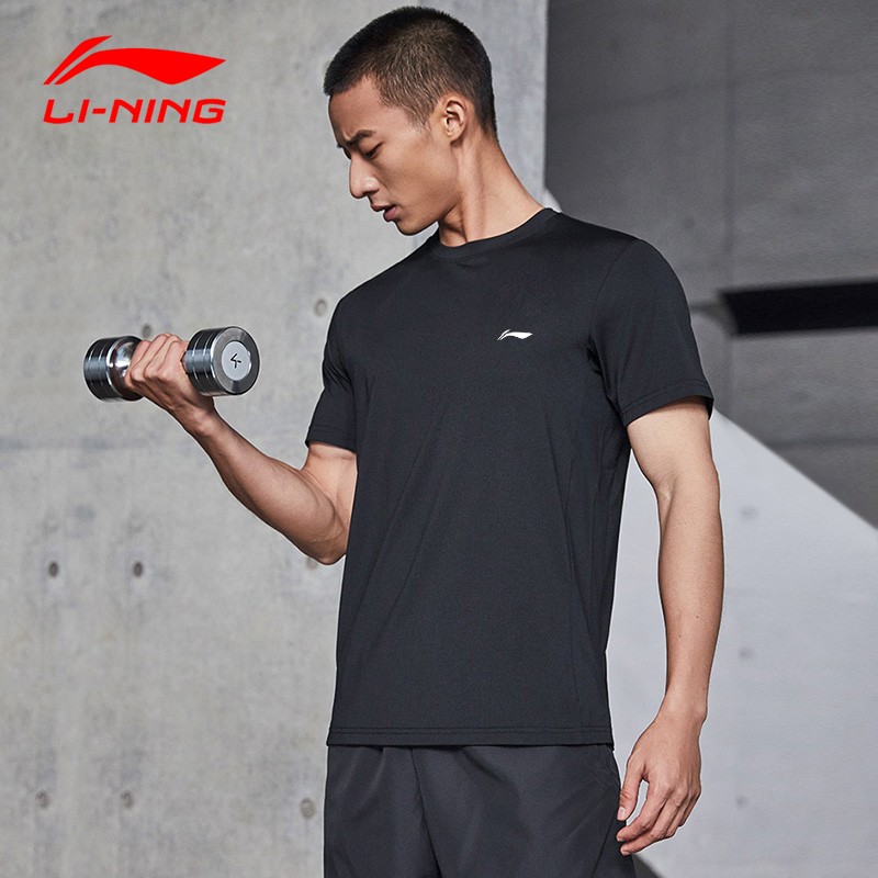 [suit] Li Ning sports suit men's wear summer Chinese clothing thin men's round neck short sleeve short pants sportswear fitness clothes running leisure basketball suit two-piece set