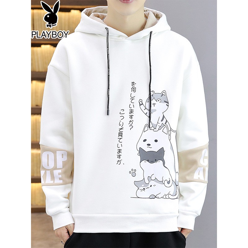 Playboy sweater men 2022 spring and autumn new hooded men's long sleeve T-shirt Pullover backing trend t-shirt men's wear large ins letter printed sweater men's wear