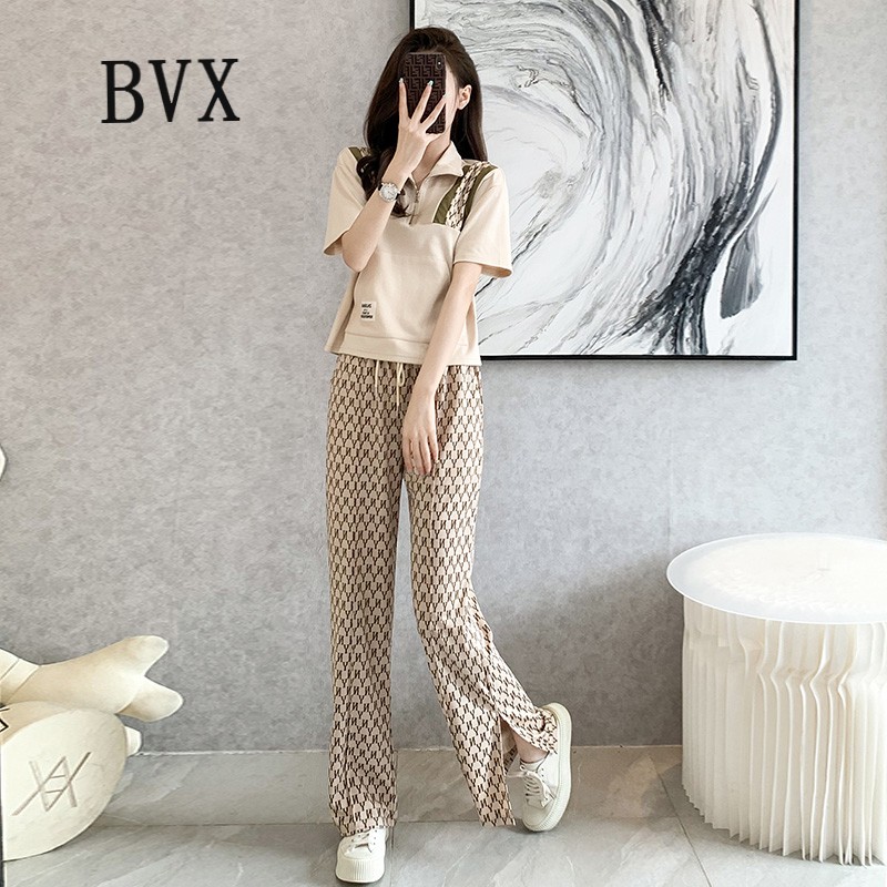 Bvx leisure sports suit women's summer 2022 new Korean style temperament aging foreign style short sleeve summer women's fashion two-piece set