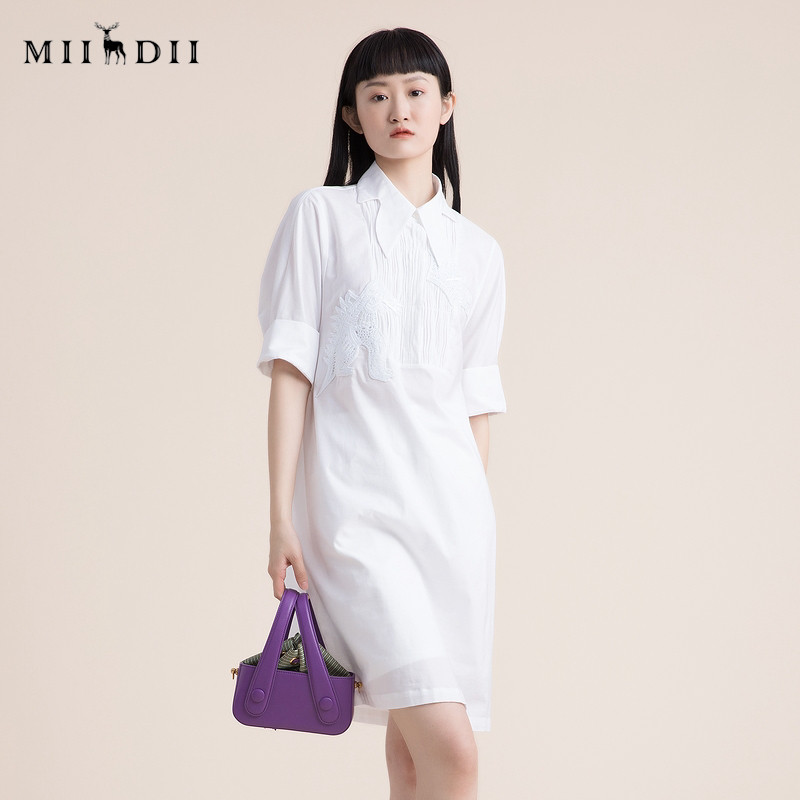 Answer: 2022 summer new dinosaur silhouette embroidered H-shaped loose short sleeve dress literary minority 222ml0598