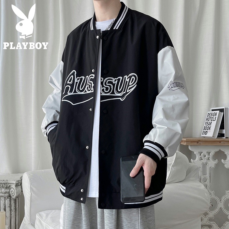 Playboy jacket jacket men's 2022 spring and Autumn New Korean version trend loose leisure youth student baseball suit Hong Kong Style versatile wear out couple large and thin clothes