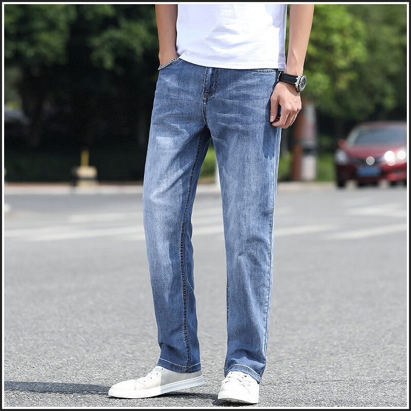 Lee Cooper jeans men's 2022 new Korean loose straight trendy men's pants fashion business leisure elastic versatile men's spring and summer long pants trend