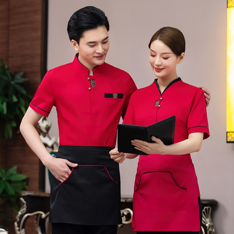 Makai waiter work clothes summer clothes hotel restaurant Chinese restaurant catering hot pot restaurant clothing short sleeves