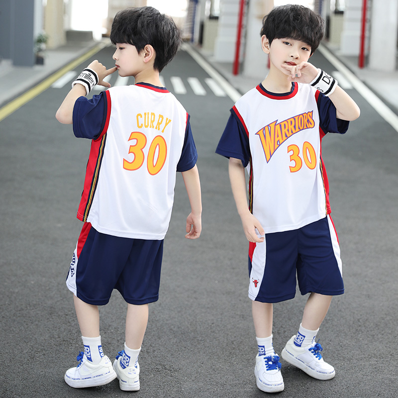 Boys' basketball shirt 2022 new middle school and university children's Korean version sports loose short sleeve suit children's jersey quick drying