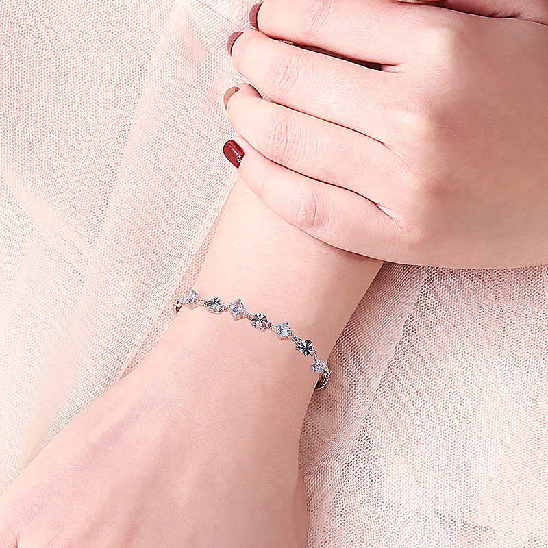 T400 女士甜美风银手链