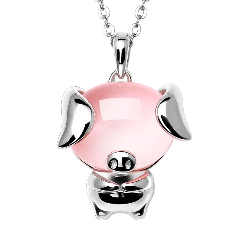 羽兰 萌猪锁骨项链