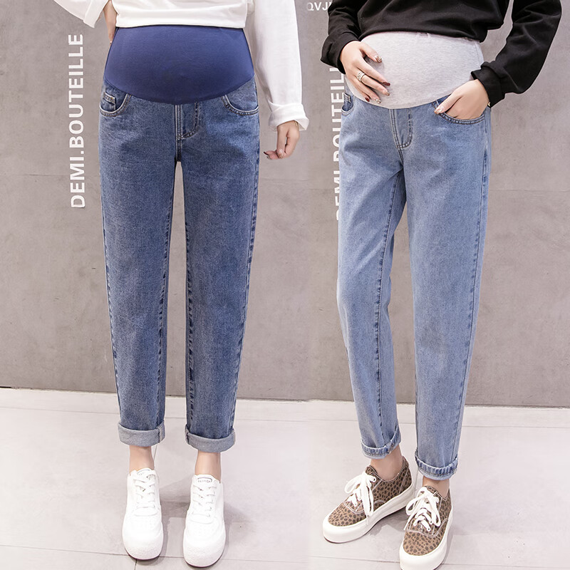 Sensitive fashion Glen pregnant women's pants spring and autumn style wear out fashion trendy mother's pants loose and thin Harlan pants nine point pregnant women's jeans spring and summer Sensitive fashion Glen pregnant women's pants spring and autumn style wear out fashion trendy mother's pants loose and thin Harlan pants nine point pregnant women's jeans spring and summer