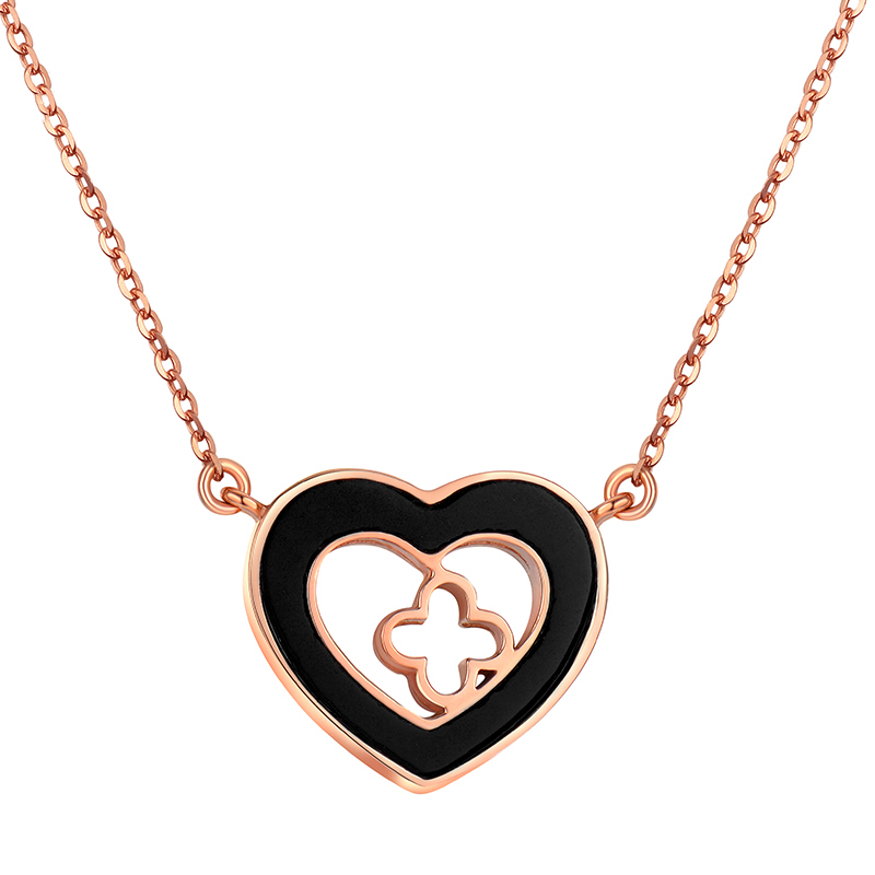 阿梵尼 18K金四叶草心形项链