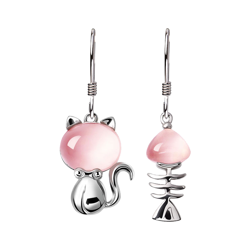 羽兰 天然粉水晶 耳环