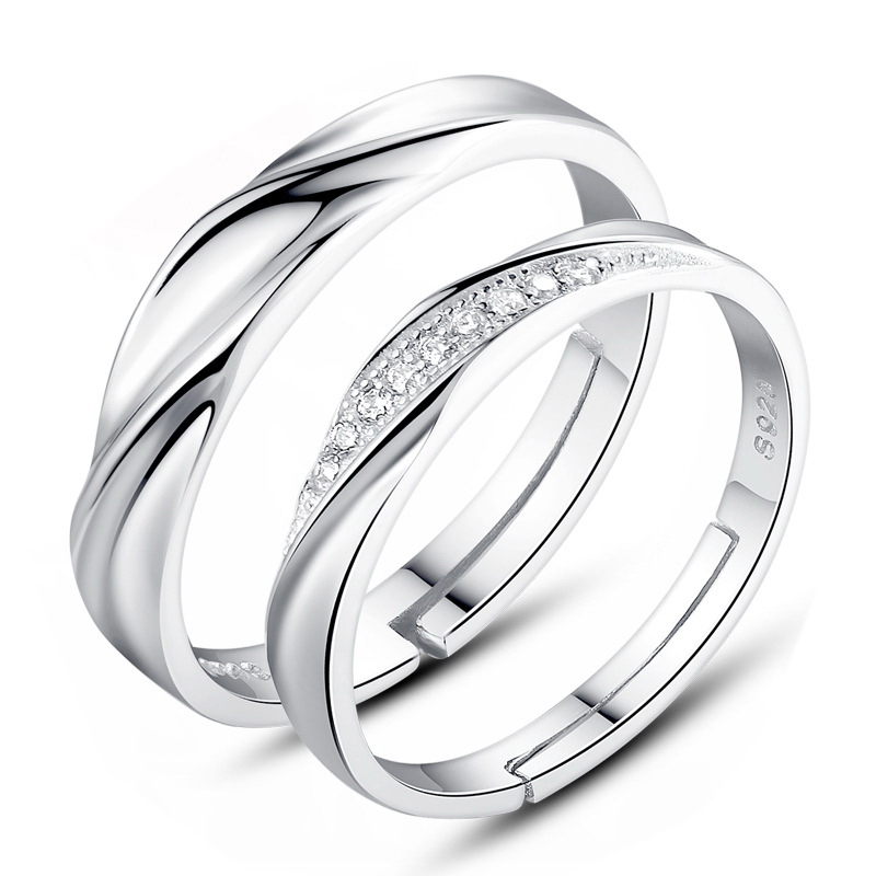 艾特饰925银情侣戒指