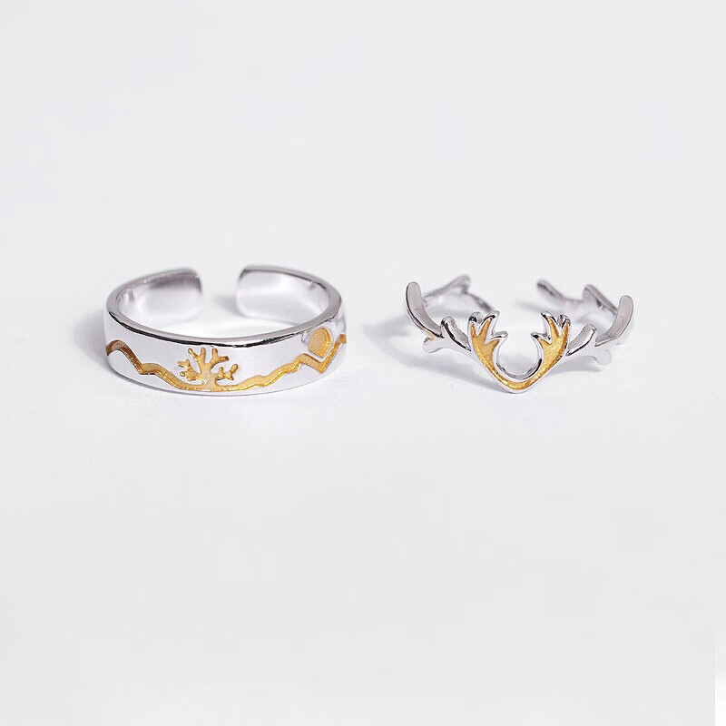 匆匆那年鹿角森林情侣戒指