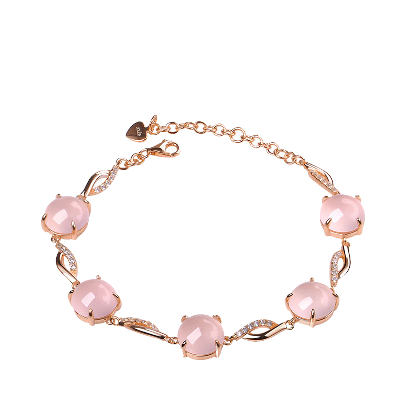 JOLEE玫瑰金色天然粉手链