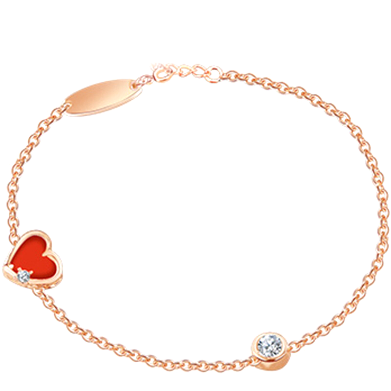 劳拉图 小红心925银手链