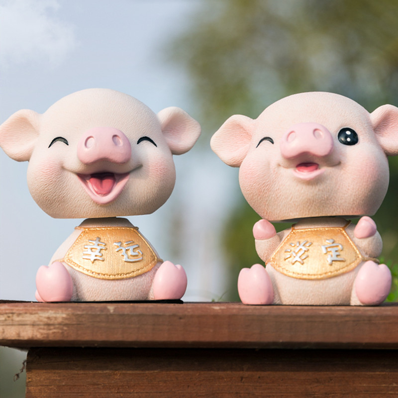 丹韵 摇头小猪摆件