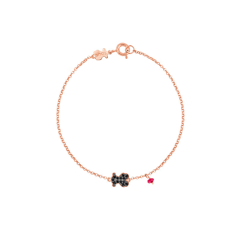 桃丝熊镀18K玫瑰金红宝石手链