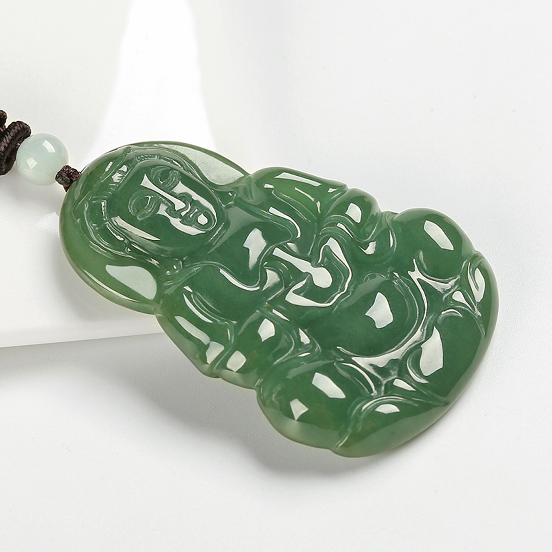 凤禧满绿翡翠观音吊坠