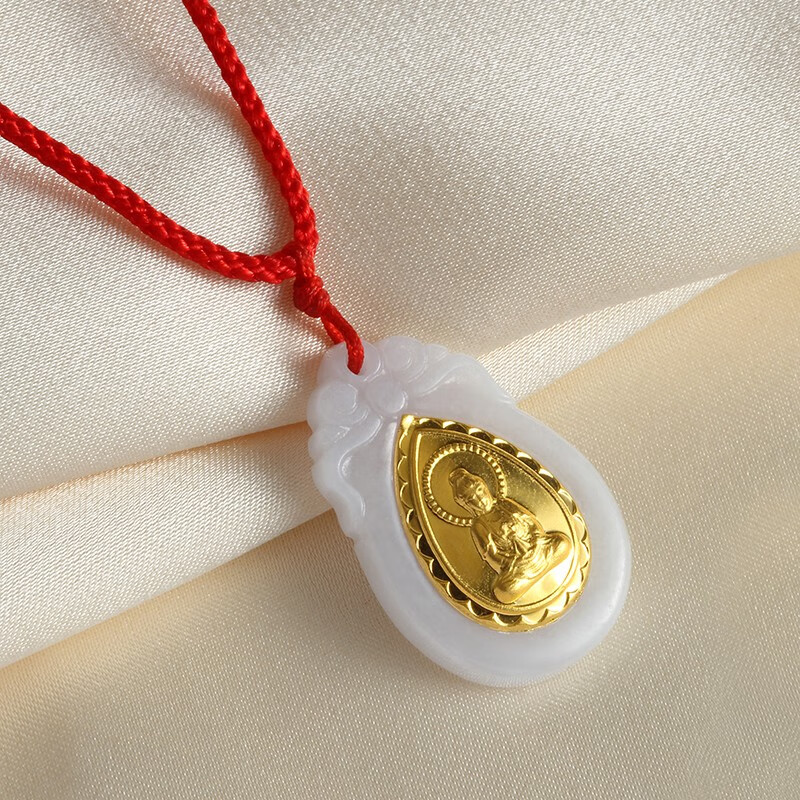 芭法娜 足金镶嵌天然翡翠玉坠