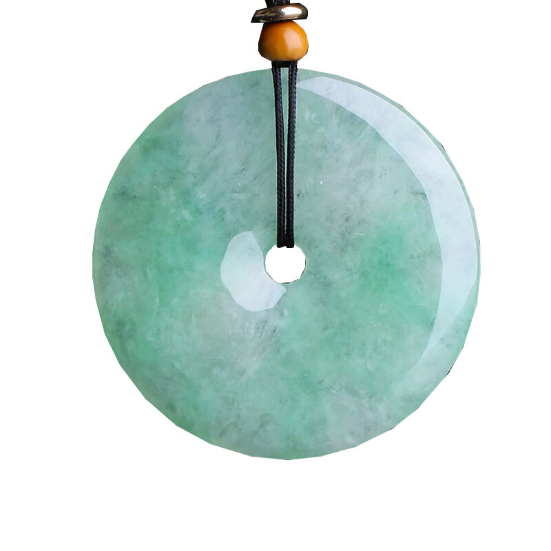 金帕岗冰糯种带绿平安扣吊坠