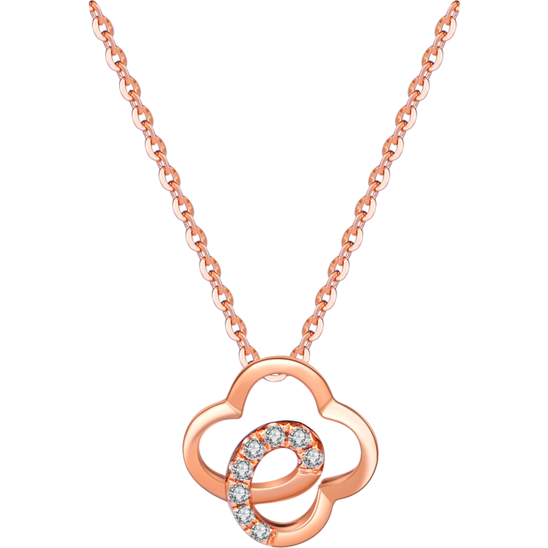 如印 钻石四叶草18k金项链