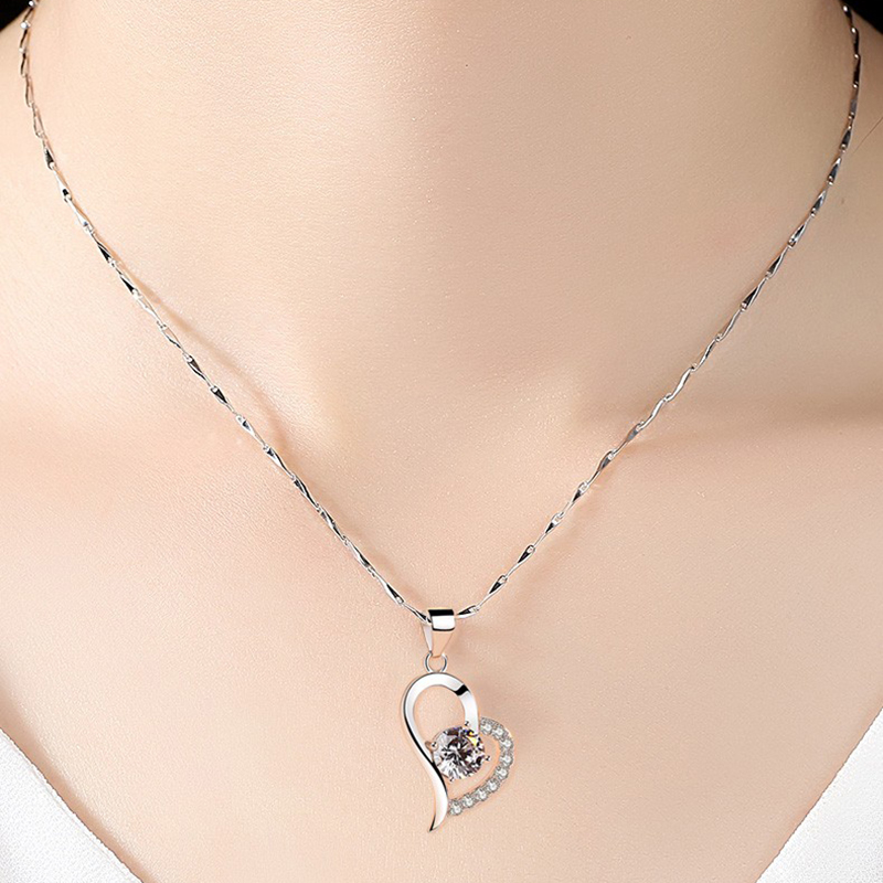 恋蕴项链女 纯银韩版爱心吊坠