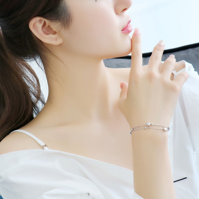 银千惠 女士百搭银手链