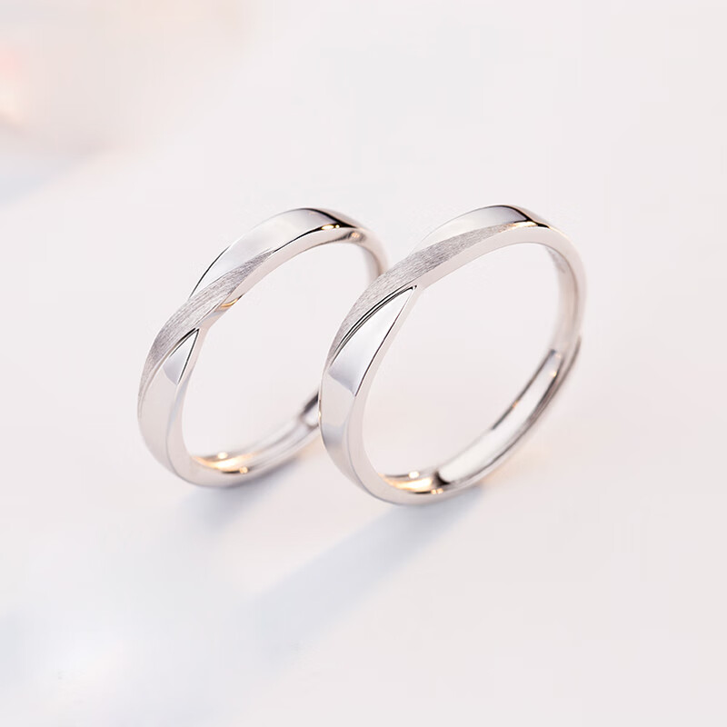 卡蒂罗 纯银刻字送女友时尚对戒