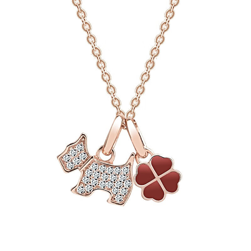 瑷嘉莎 小狗四叶草项链