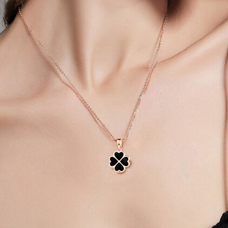 甜甜猫 足银双面 玫瑰金项链