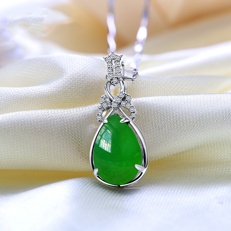 奢晨 天然和田玉碧玉项链