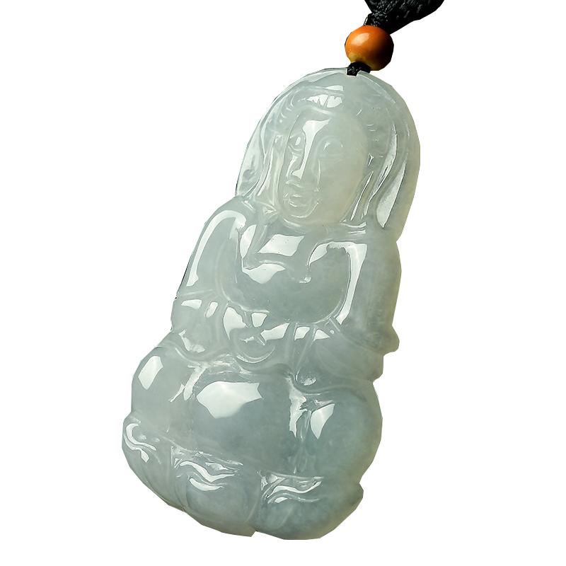 百博冰糯种坐观音翡翠吊坠