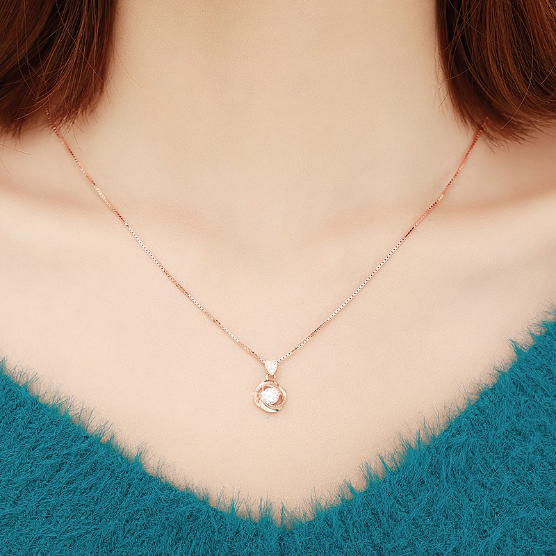 沫兰 玫瑰之恋纯银项链