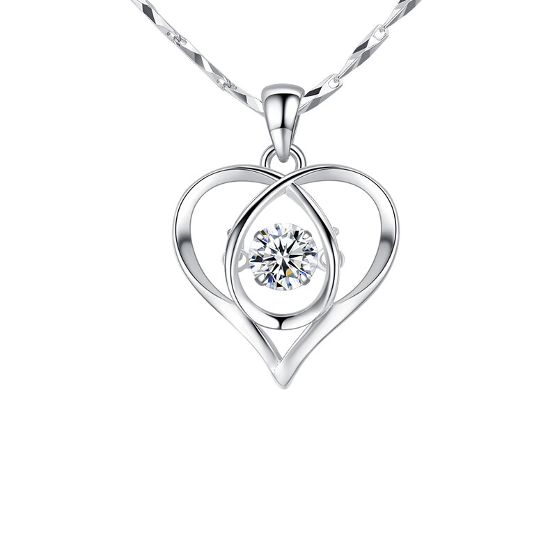 筑梦银 爱心锁骨链