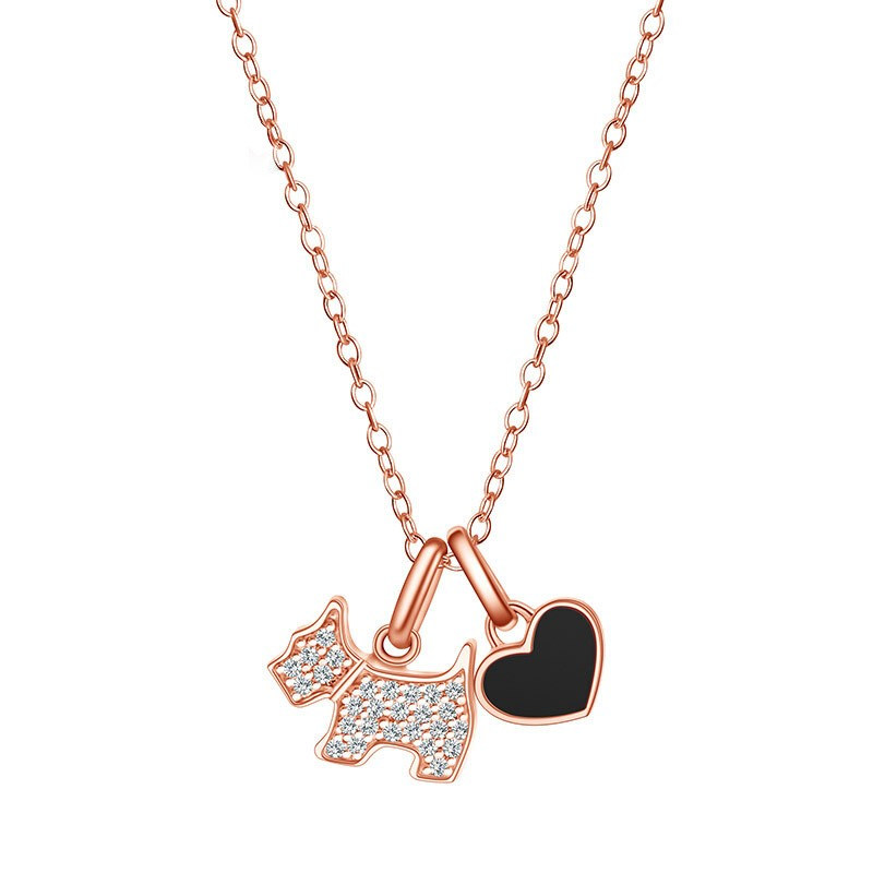 AGATHA 小狗爱心项链