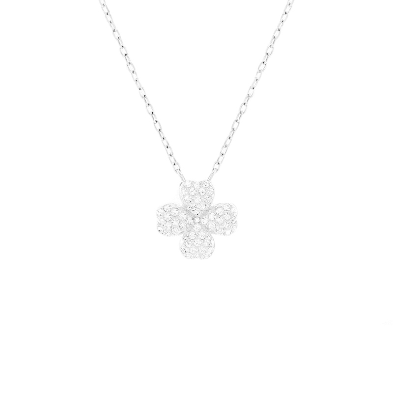 施华洛世奇 镀白金色四叶草项链