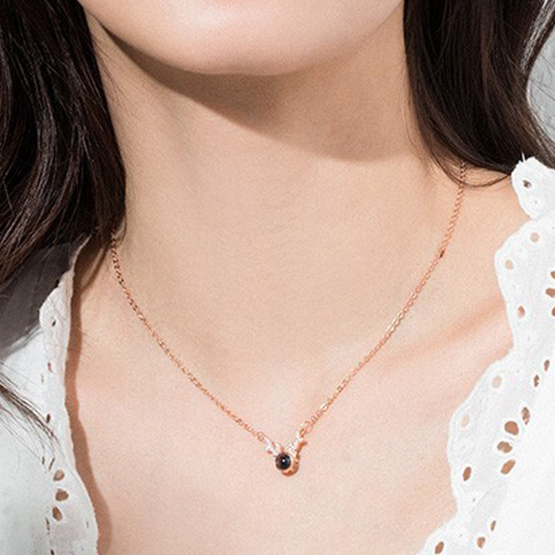 艾维拉 麋鹿纯银 玫瑰金项链