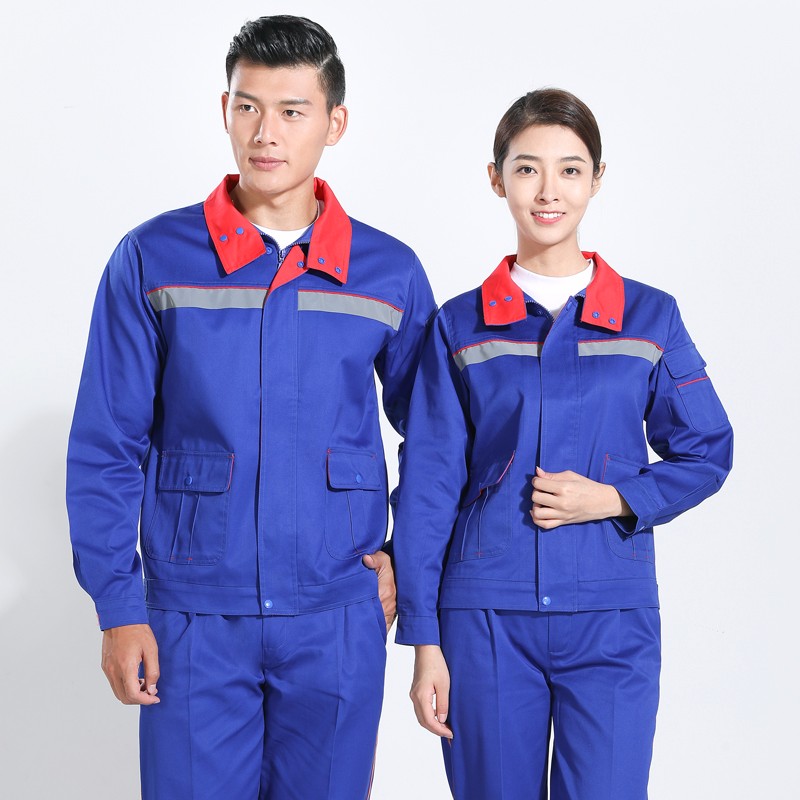 Honghe gas station anti-static spring and autumn long sleeved overalls suit men's labor protection jacket factory auto repair suit customization