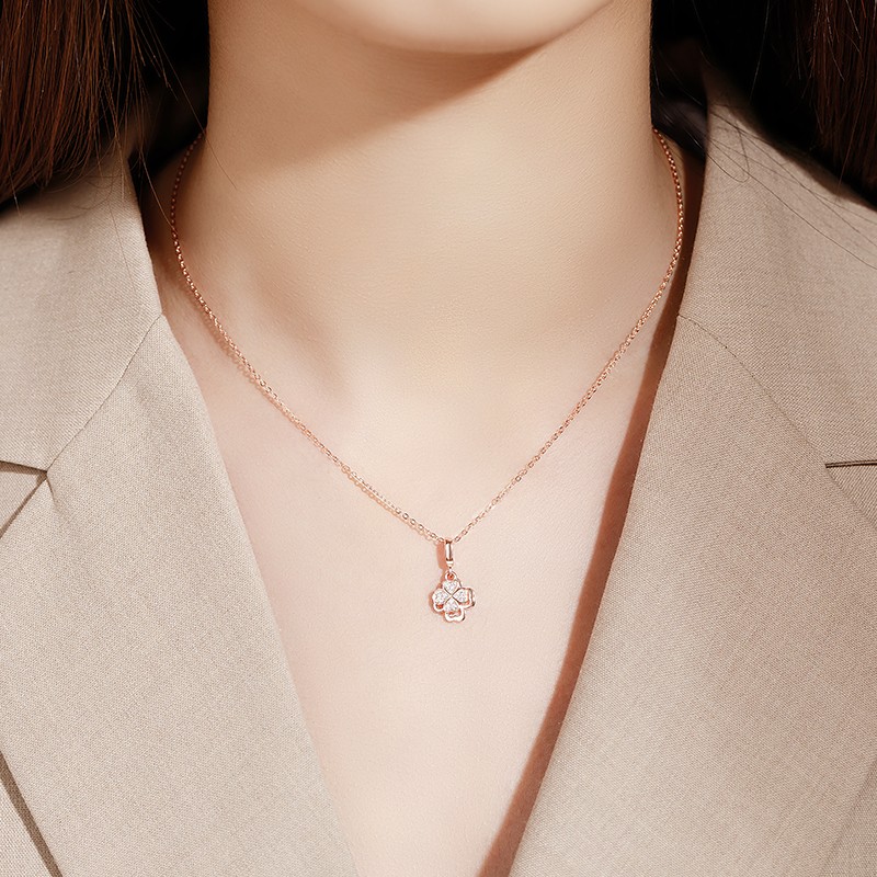 花影 双层四叶草项链