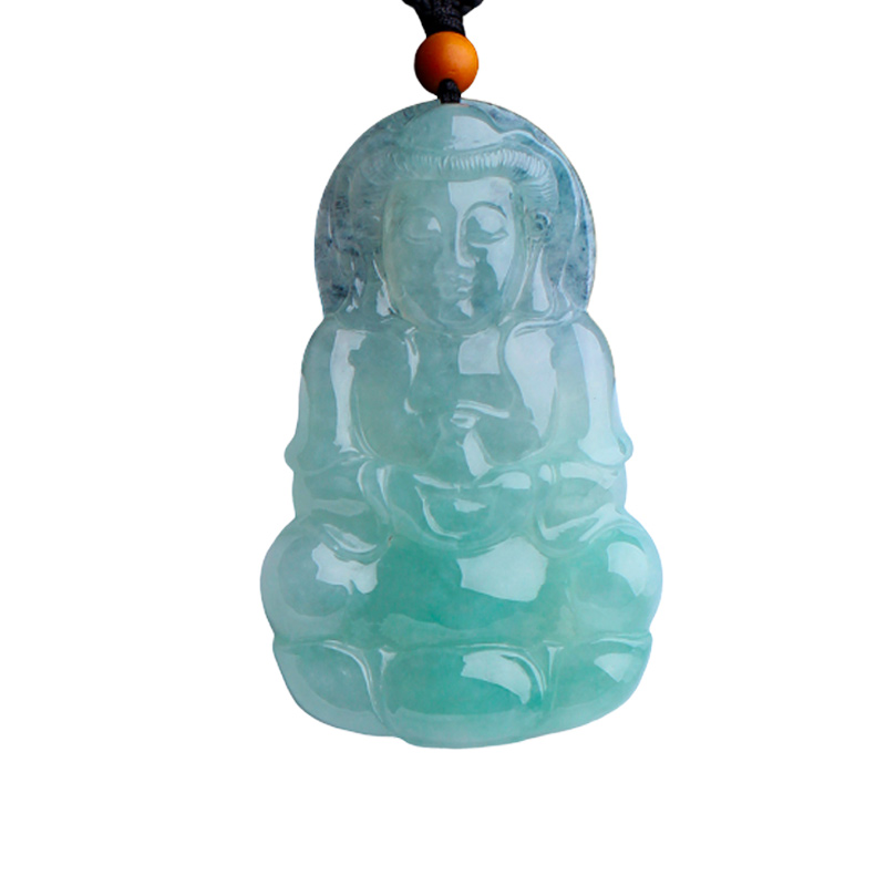 百博 冰糯种翡翠观音挂件
