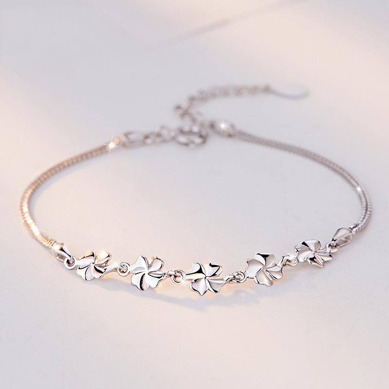 卡蒂罗925银四叶草手链
