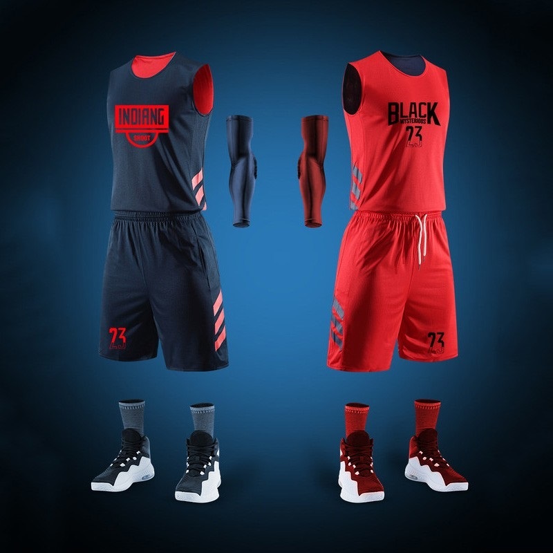 Double sided basketball suit men's customized student basketball game sports training team uniform, double-sided vest Jersey fashion