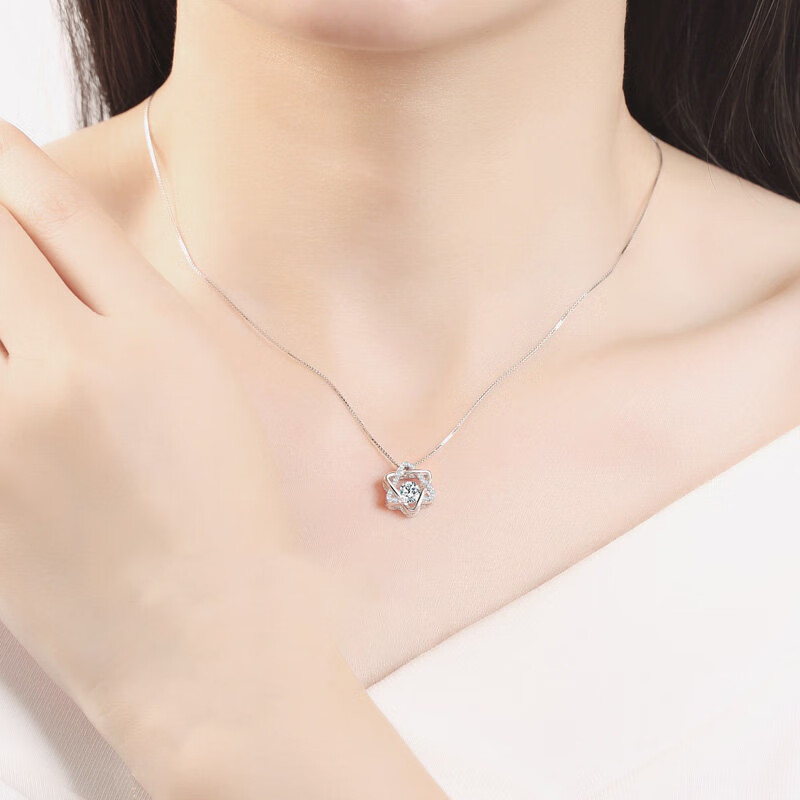 妮洛雅六芒星足银锁骨项链