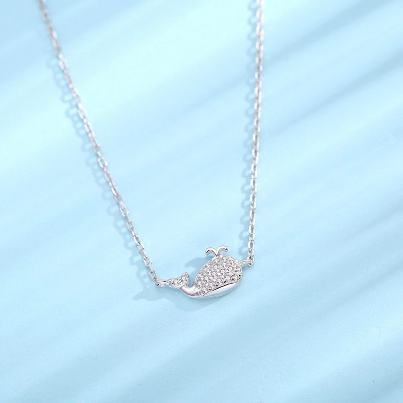 JG 萌趣可爱鲸鱼造型锁骨链