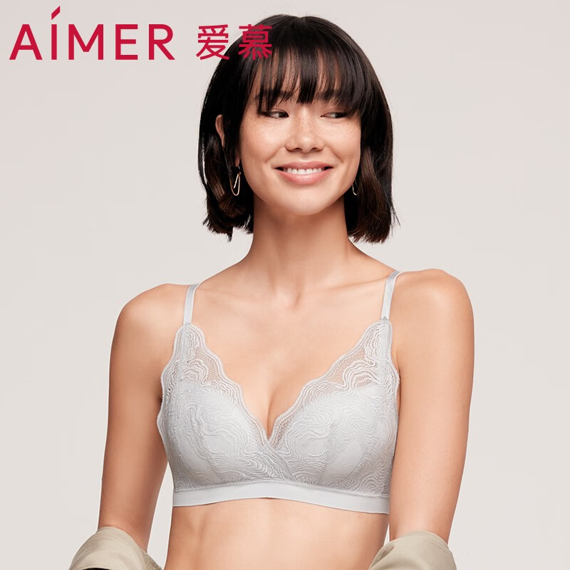 Adore underwear women's bra no steel ring national style gather sexy lace medium thick mold cup cotton triangular hole text bra cloud am176491