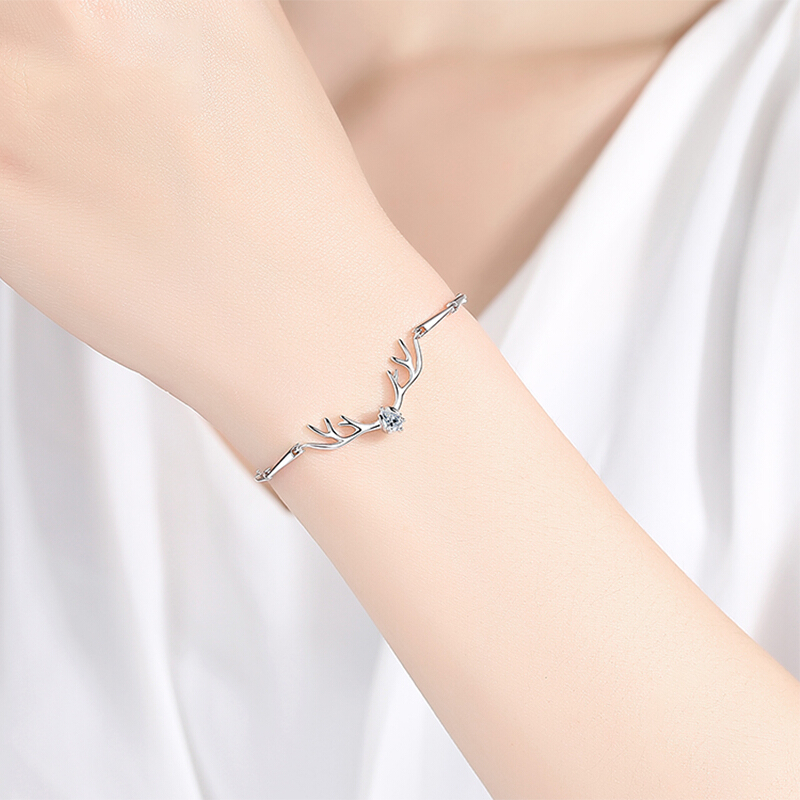 甜甜猫 鹿角纯银 手链